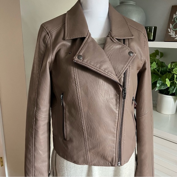 Women’s Blank NYC Faux Leather Jacket Brown Medium - Picture 5 of 17